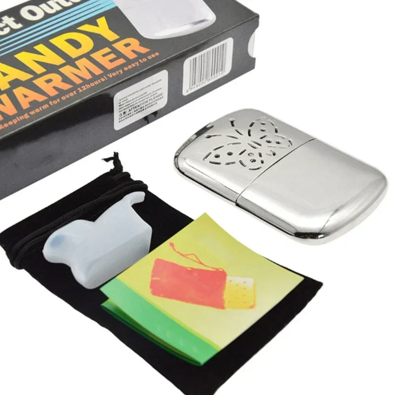 (Pack of 2) Zinc Alloy Pocket Hand Warmer Outdoor Small Handy Warmer Heater Handy Ultralight Heater for Hiking Fishing Portable