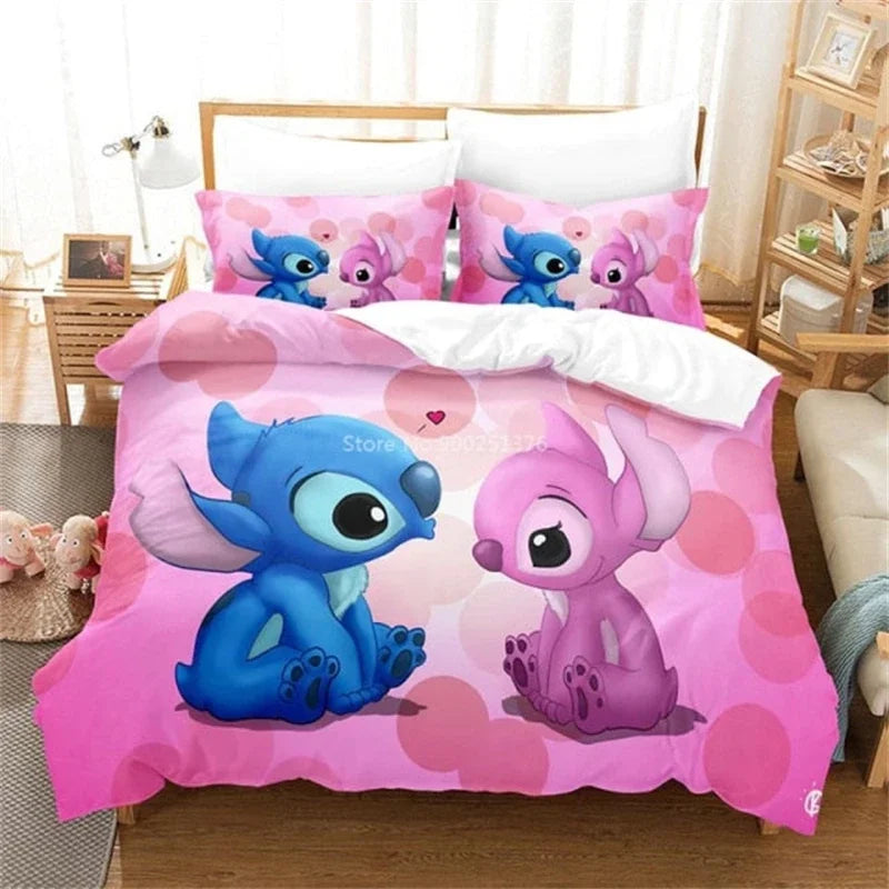 Duvet Cover 3D Anime Stitch Pattern Duvet Cover Set Pillowcase Bedding Set Single Double Queen Size Support Custom Size Kids
