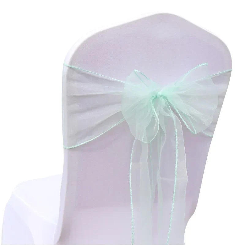 (Pack of 50) /lot Wedding Chair Decoration Organza Chair Sashes Knot Bands Chair Bows For for Wedding Party Banquet Event Chair Decors