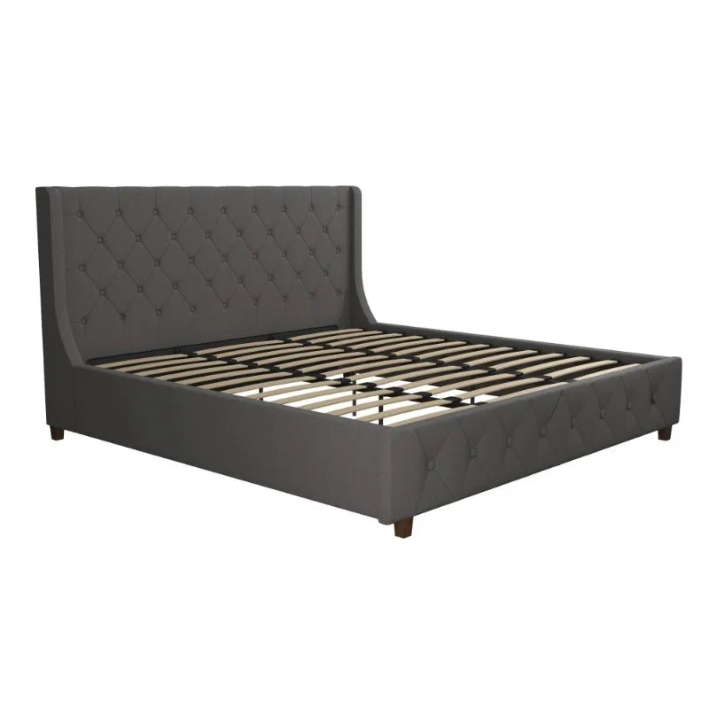 Mercer Upholstered Bed, King Gray Linen muebles de dormitorio queen bed frame bunk beds for kids loft bed