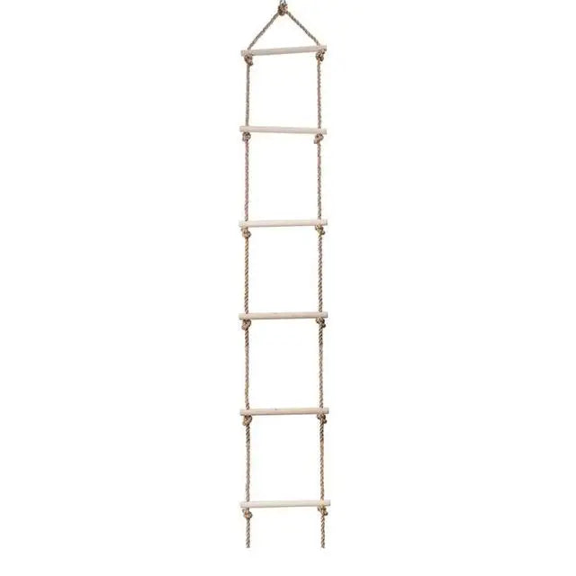 Kids Fitness Toy Wooden Rope Ladder Multi Rungs Climbing Game Toy Outdoor Training Activity Safe Sports Rope Swing Swivel Rotary
