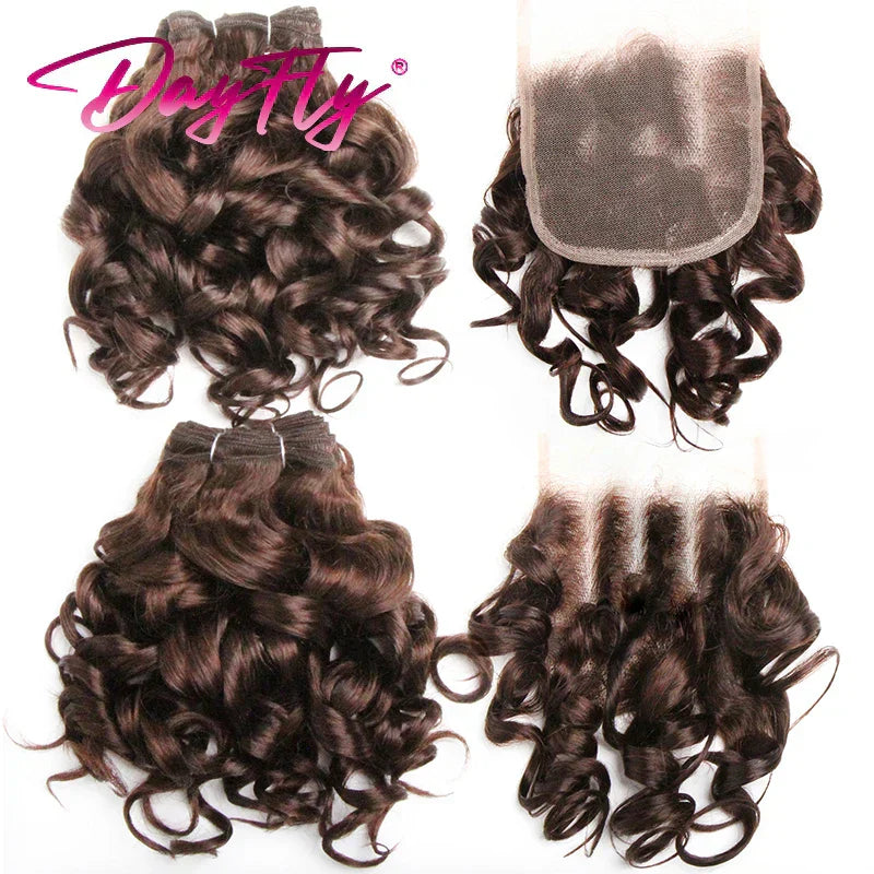 Hair Bundles With Closure Natural Brazilian Hair Weave Bundles With Closure 4x4 Short Ombre Loose Wave Bundles With Lace Closure