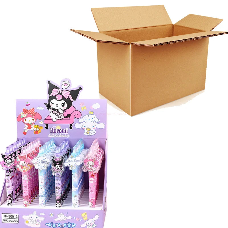 (Pack of 48) Sanrio Gel Pen New Lovely Hello Kitty Cinnamoroll Acrylic Patch Melody Cartoon Students Cute Supplies Stationery Wholesale