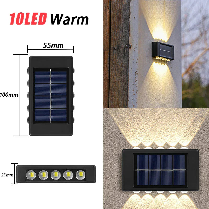 (Pack of 16) Solar Wall Light Warm Light Up and Down Auto Working 10LED Texture Black Shell House/garden/porch Lighting Light