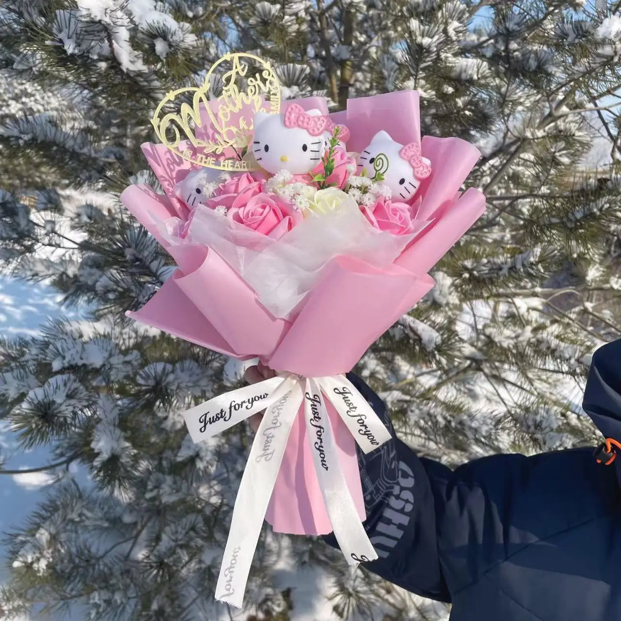 Kawaii Hello Kitty Cat Plush Dolls Rose Soap Flowers Bouquet Christmas Valentine's Day Birthday Graduation Gifts