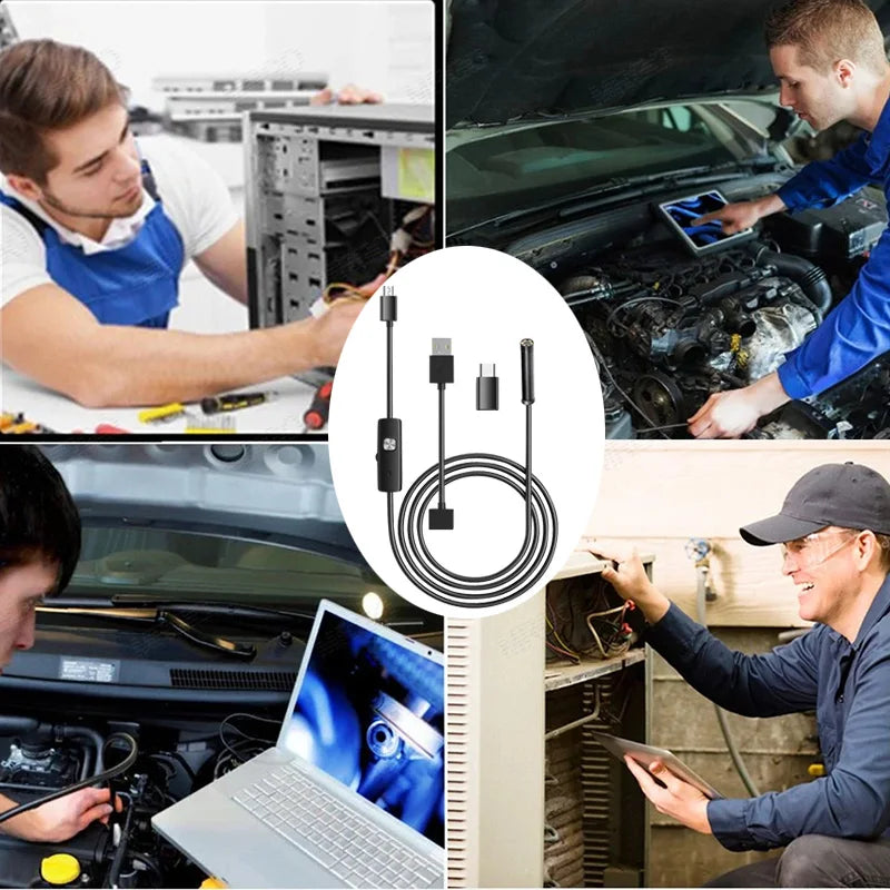 USB Endoscope Type C Borescope for OTG Android Smartphone PC Cars Camera 5.5 mm Inspection Snake Camera micro 3in1 1M 2M APP Cam