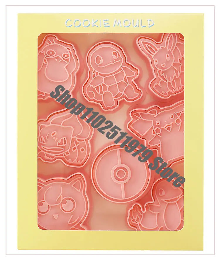 8 Piece Christmas pokemon Cartoon Pikachu Cookie Set Pokemon Pikachu Action Figures DIY Cake Printing Stencils Birthday Gifts