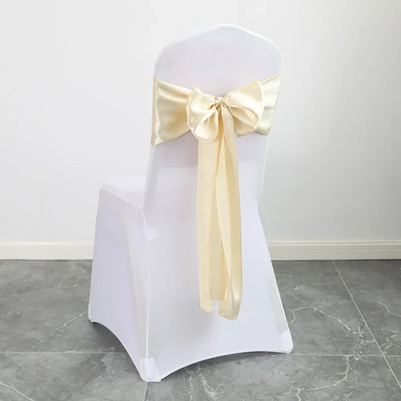 (Pack of 50) Wholesale 10/ Satin Chair Bow Sashes Wedding Chair Knot Ribbon Ties For Party Event Hotel Banquet Supplies Home Decorations
