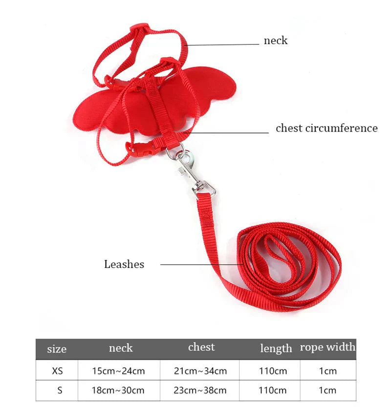 Hamster Rabbit Angel Wings Harness Leash Collar Chest Strap Traction Rope for Bunny Ferret Rat Cat Duck Lead Pet Supplies Items