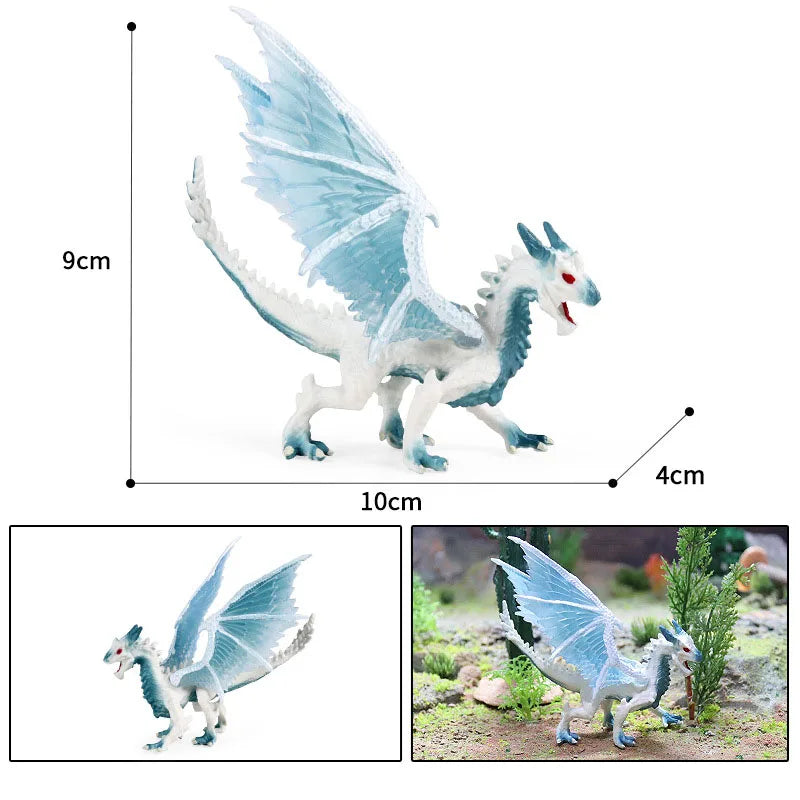 Simulation dragon figurines model Savage Flying Magic Dragon Dinosaur Cerberus Flaming Eagle Action Figure Kids Collection Toys