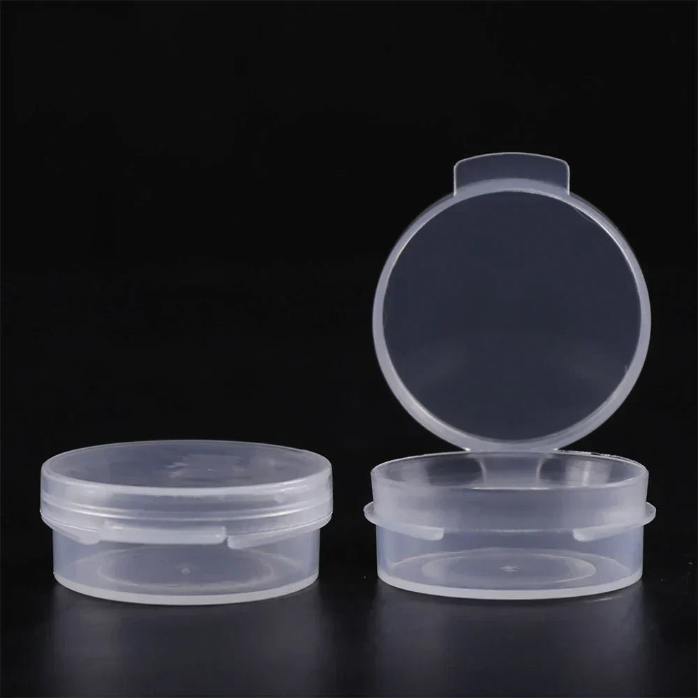 (Pack of 100) 5g Plastic Nail Glitter Jar Mini Cream Pot Fli-top Transparent Paint Can Sample Container Portable Accessory Storage Box