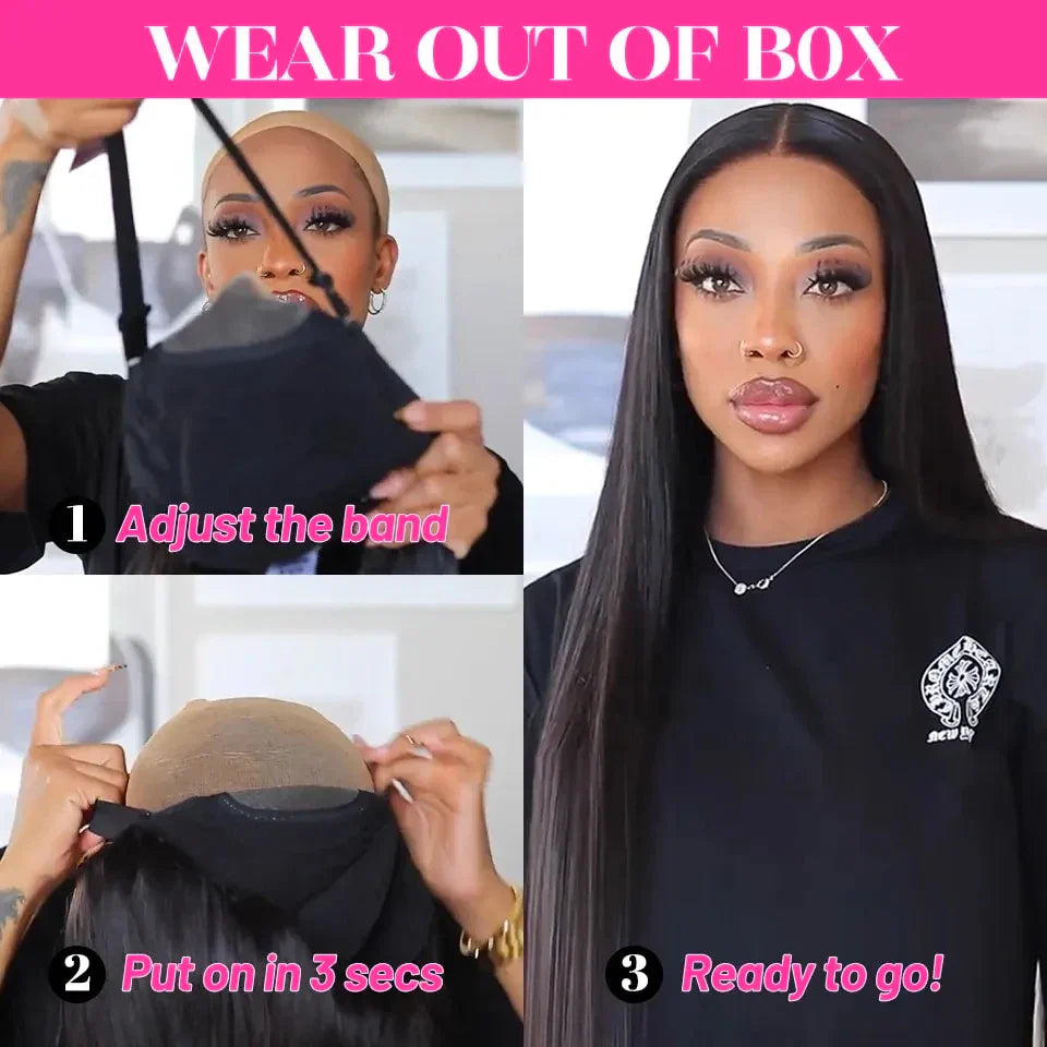 Wear Go Glueless Wig 30 34 Inch Bone Straight 13x6 HD Lace Frontal Wig Human Hair Pre plucked 6x4 Transparent HD Lace Front Wig