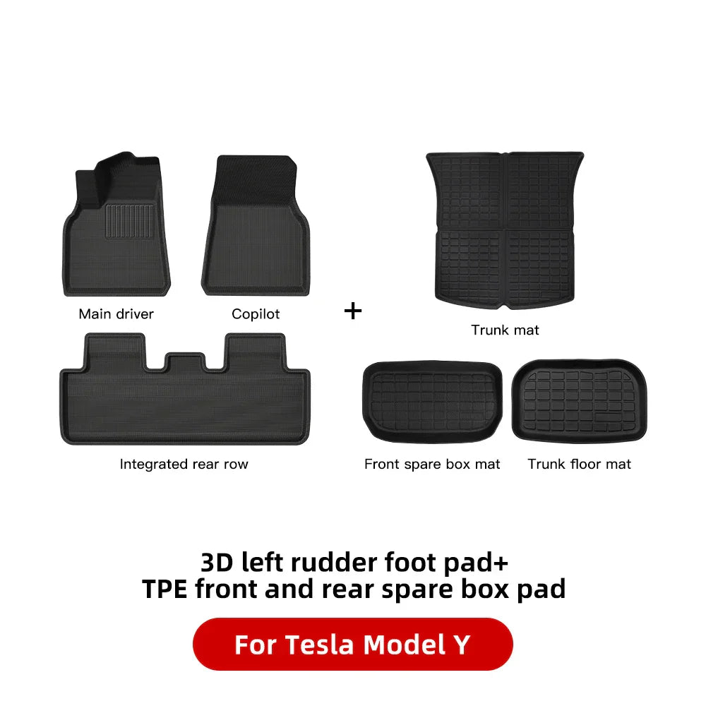 YZ Past Tesla Model 3 Y Highland Floor Mat Bagage Mat 2017 to 2024 Vier Seizoenen waterdichte 3D Vloer Liner