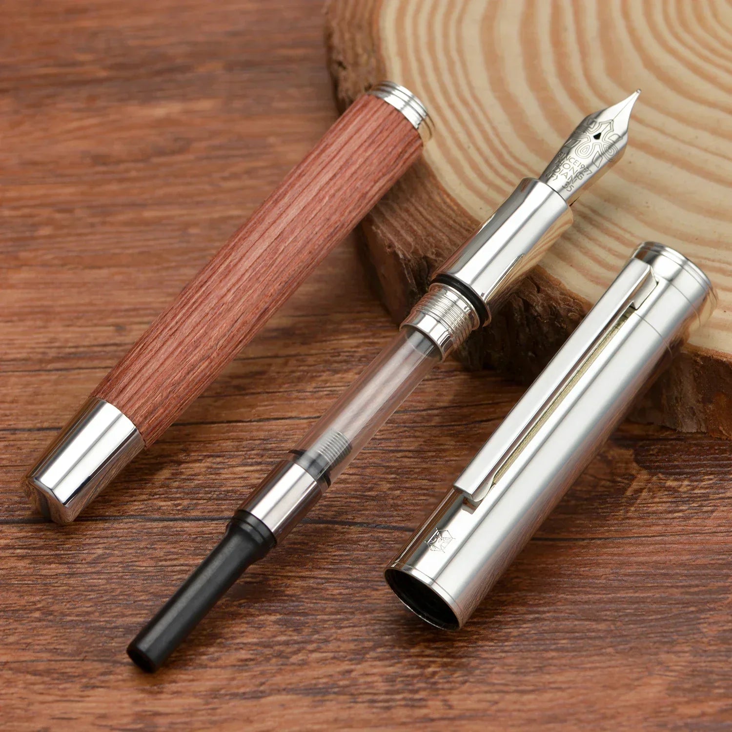 Retro Hongdian 1866 Wood Fountain Pen #35 EF/F Nib Writing Ink PenSchool Office Supplies Gift Pens