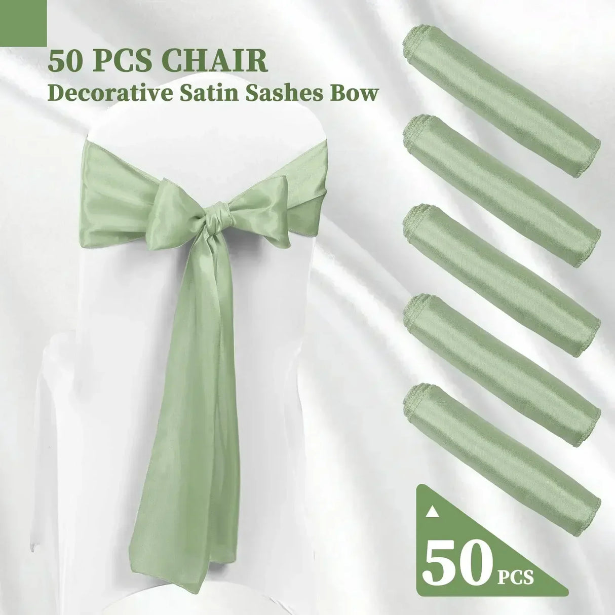 (Pack of 50) Wholesale 10/ Satin Chair Bow Sashes Wedding Chair Knot Ribbon Ties For Party Event Hotel Banquet Supplies Home Decorations