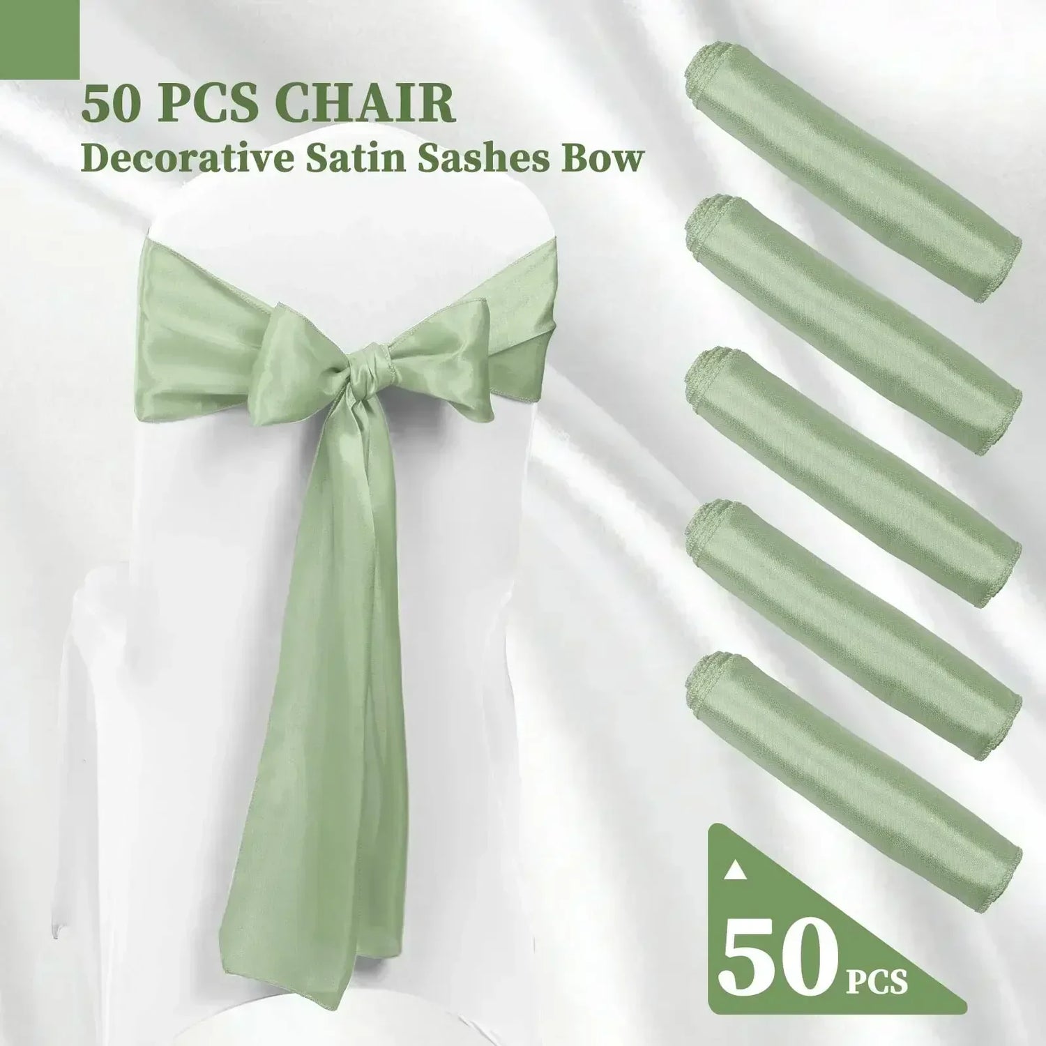 (Pack of 50) Wholesale 10/ Satin Chair Bow Sashes Wedding Chair Knot Ribbon Ties For Party Event Hotel Banquet Supplies Home Decorations