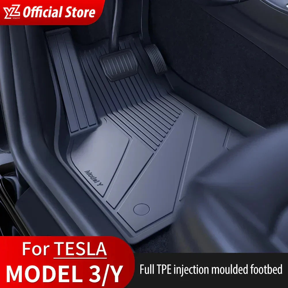 YZ For Tesla Floor Mats Model 3 Y 2021-2023 Car Four Seasons Waterproof Non-slip Floor Mat NEW TPE Special Car Accessories