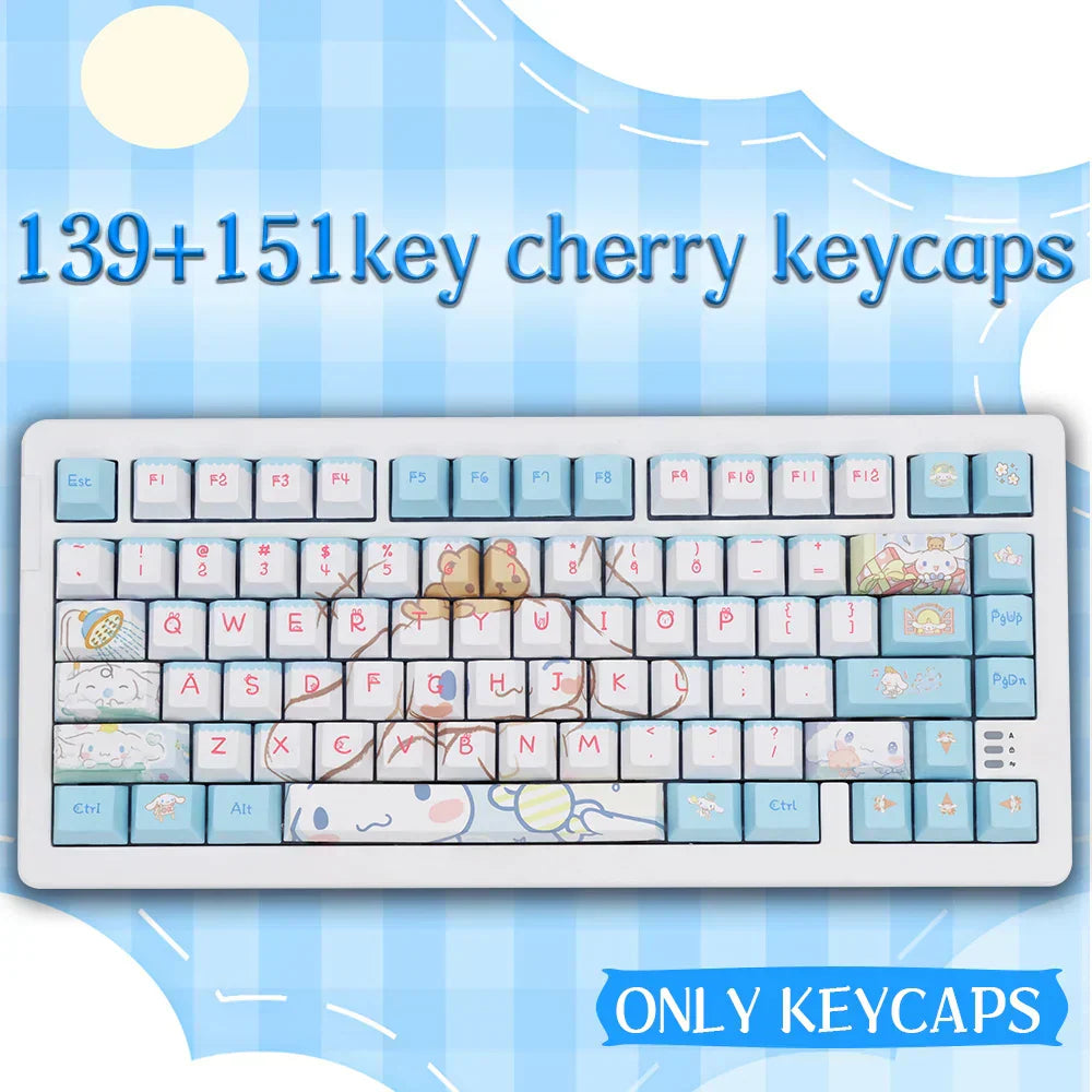 Yugui Dog Cute Key Caps Replaceable Cherry Profile PBT Sublimation for 61/63/64/67/68/78/84/87 Mechanical Keyboard Full Set