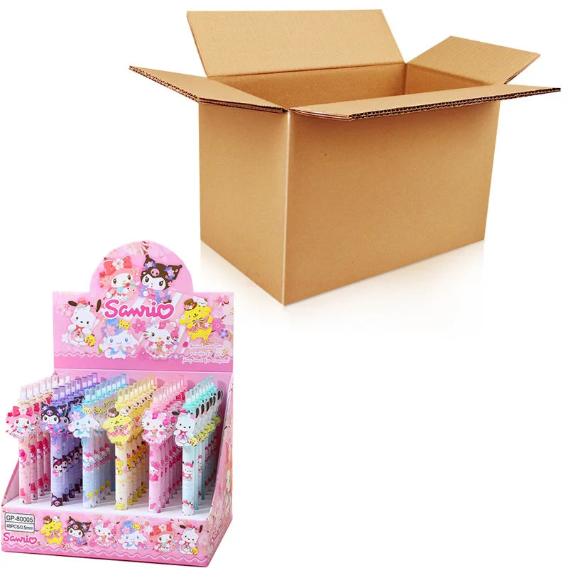 (Pack of 48) Sanrio Gel Pen New Lovely Hello Kitty Cinnamoroll Acrylic Patch Melody Cartoon Students Cute Supplies Stationery Wholesale