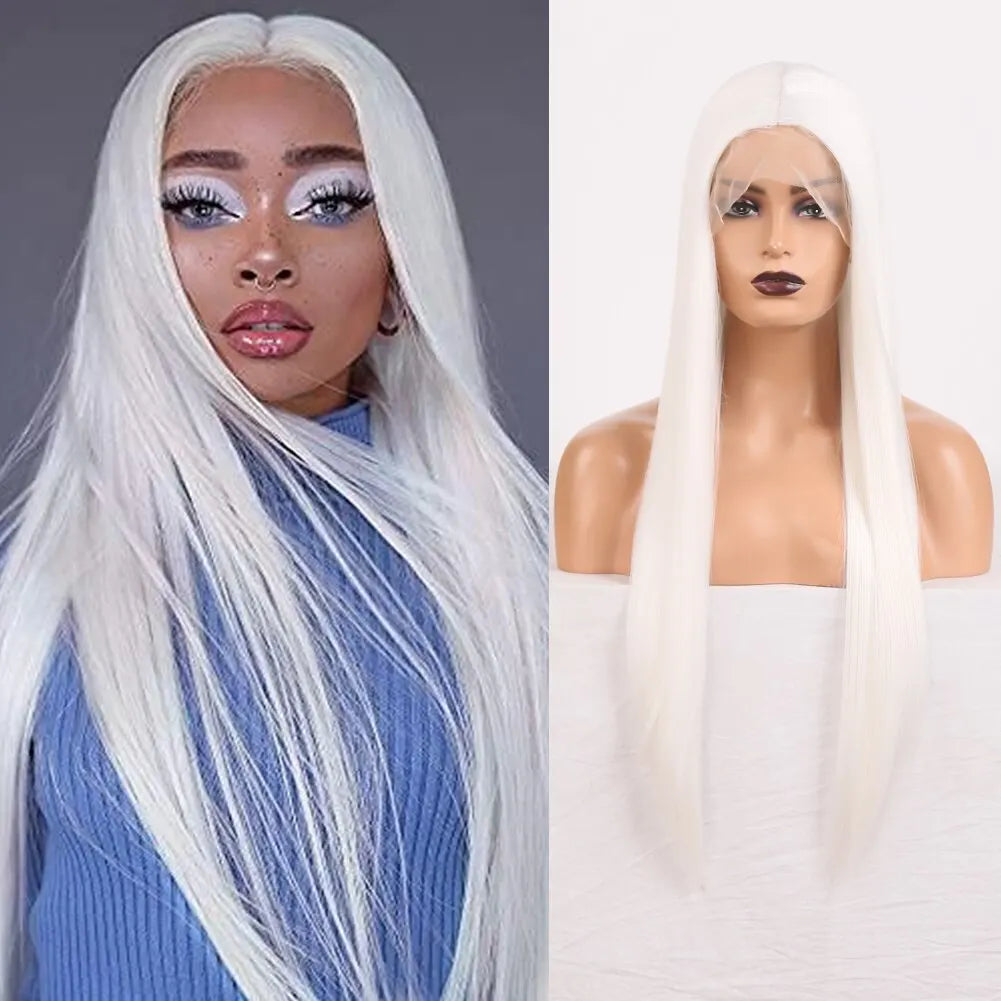 Synthetic Lace Front Wig Long Straight Hair Lace Wigs for Women with Baby Hair Heat Resistant Party Cosplay Wig Black Blonde Use