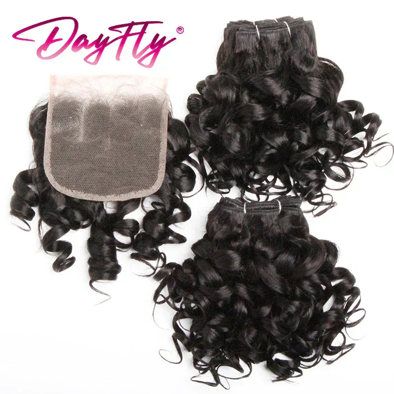 Hair Bundles With Closure Natural Brazilian Hair Weave Bundles With Closure 4x4 Short Ombre Loose Wave Bundles With Lace Closure