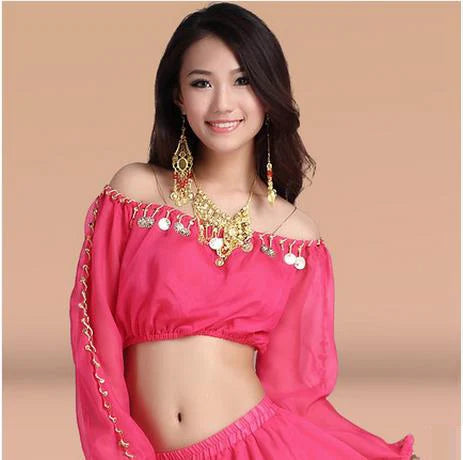 New arrival crystal cotton and mesh belly dance top momen half sleeves belly dance tops sexy top 9 colors