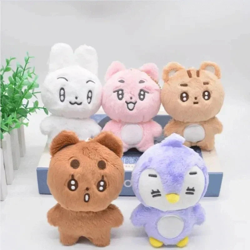 (Pack of 5) TXT Dolls Kpop Cartoon Soobin Beomgyu Same Plush Keyrings Q Styles Tutu Bar Two-Bar Doll Keychain Rings Bag Pendants