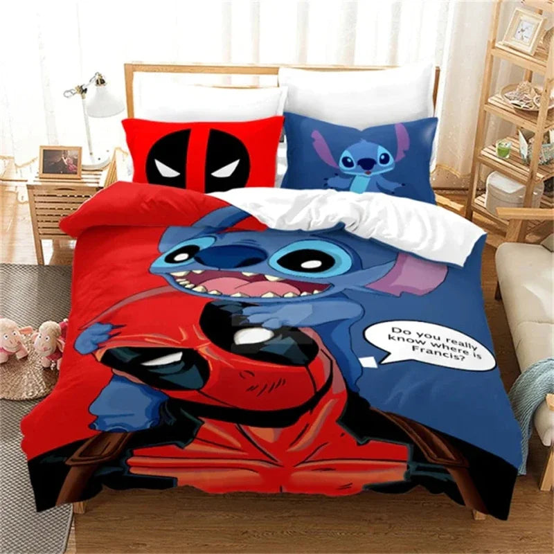 Duvet Cover 3D Anime Stitch Pattern Duvet Cover Set Pillowcase Bedding Set Single Double Queen Size Support Custom Size Kids