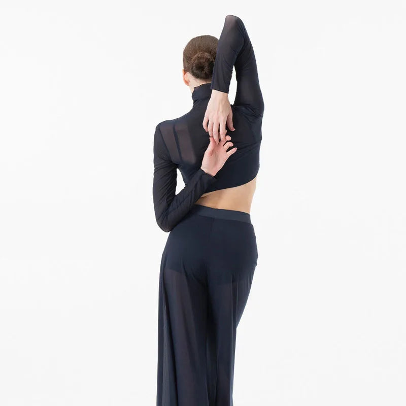 Dance Suit Women Elegant Classical Modern Contemporary Lyrical Dance Practice Mesh Tops Pants Suit Ballet Performance Wear