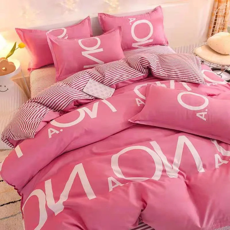 Cute Bedding Set Men Women Duvet Cover Bed Linen Washed Cotton Mirco Fiber Comforter Set Twin Queen King Couple Double Bed Sheet