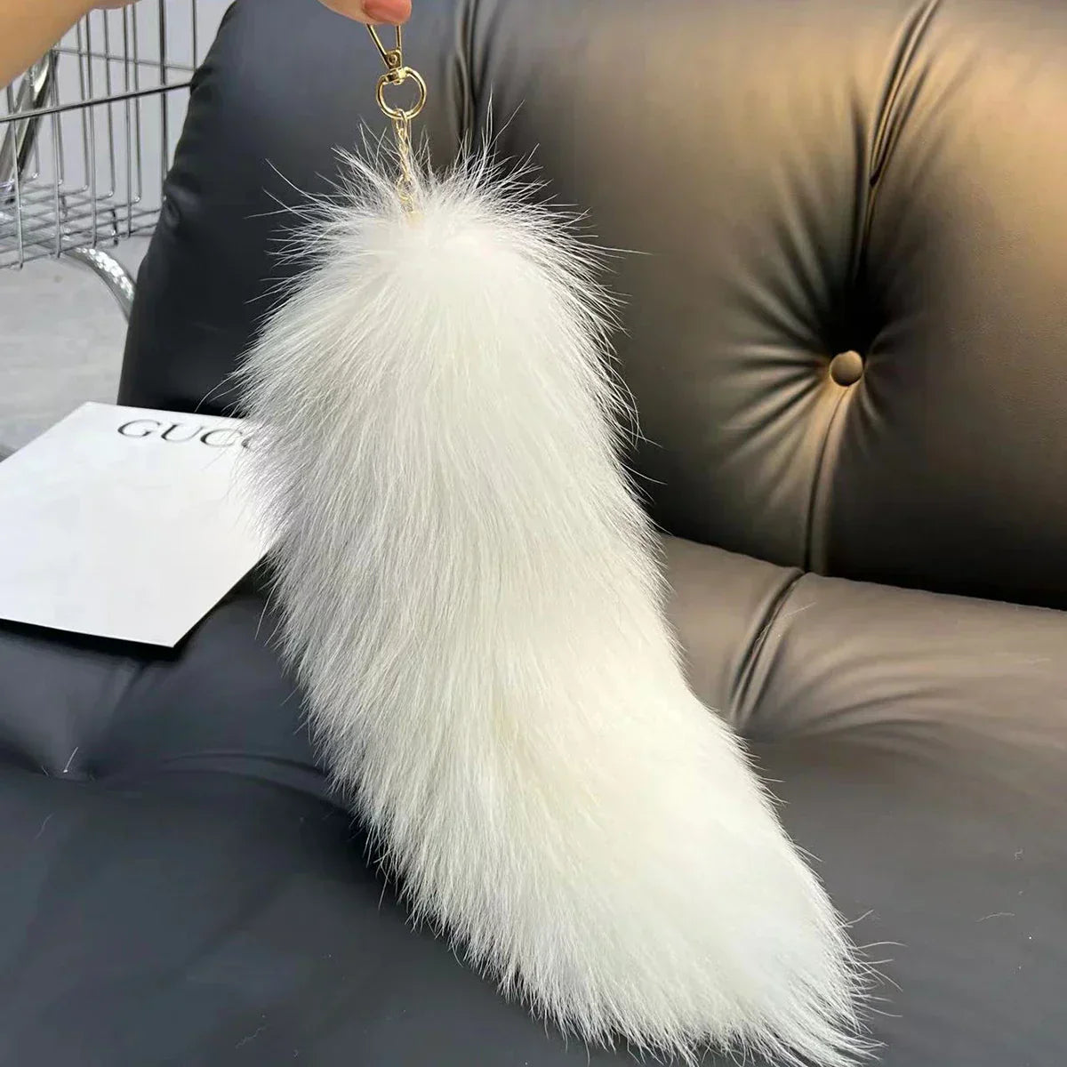 Real Fox Fur Tail Keychain Wolf Tail Fur Tassel Bag Charm Tag Black and Brown Pom Pom Charm Keyring Holder Strap Chain Gifts