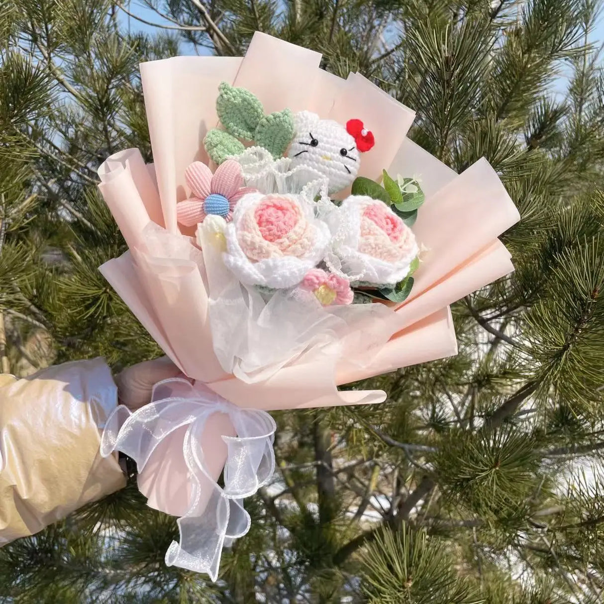 Kawaii Hello Kitty Cat Plush Dolls Rose Soap Flowers Bouquet Christmas Valentine's Day Birthday Graduation Gifts