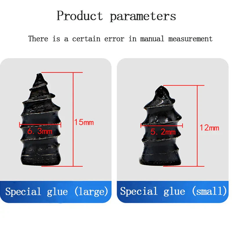 Vacuum Tyre Tire Repair Tools Kit Puncture For Materials Set Motorcycle Tubeless Patch Nail Rubber Tool Glue Free Film Nail Car