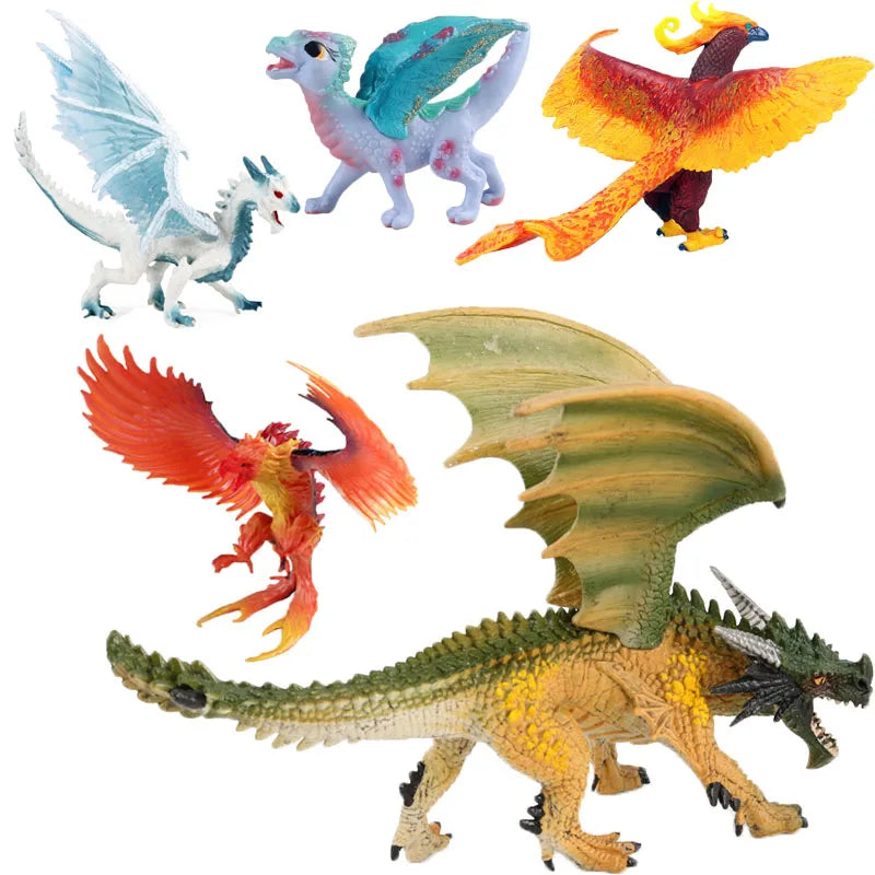 Simulation dragon figurines model Savage Flying Magic Dragon Dinosaur Cerberus Flaming Eagle Action Figure Kids Collection Toys