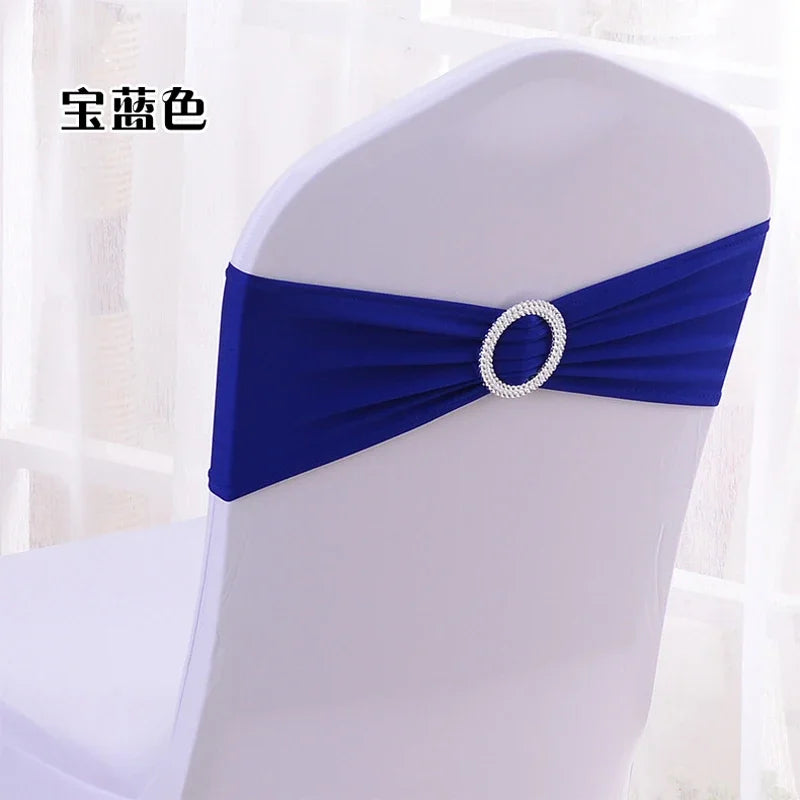 (Pack of 50) /lot Stretch Lycra Spandex Chair Covers Bands With Buckle Slider For Wedding Decorations Wholesale Chair Sashes Bow