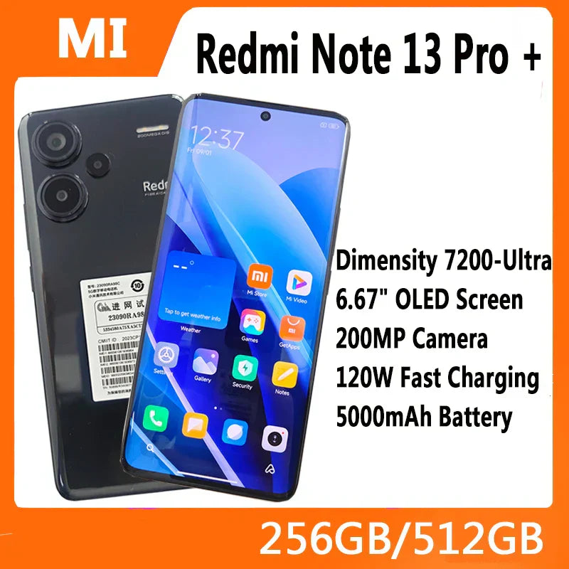 Xiaomi Redmi Note 13 PRO+ Plus 5G Smartphone 6.67" Dimensity 7200-Ultra 5000mAh Battery 120W Fast Charging 200 MP