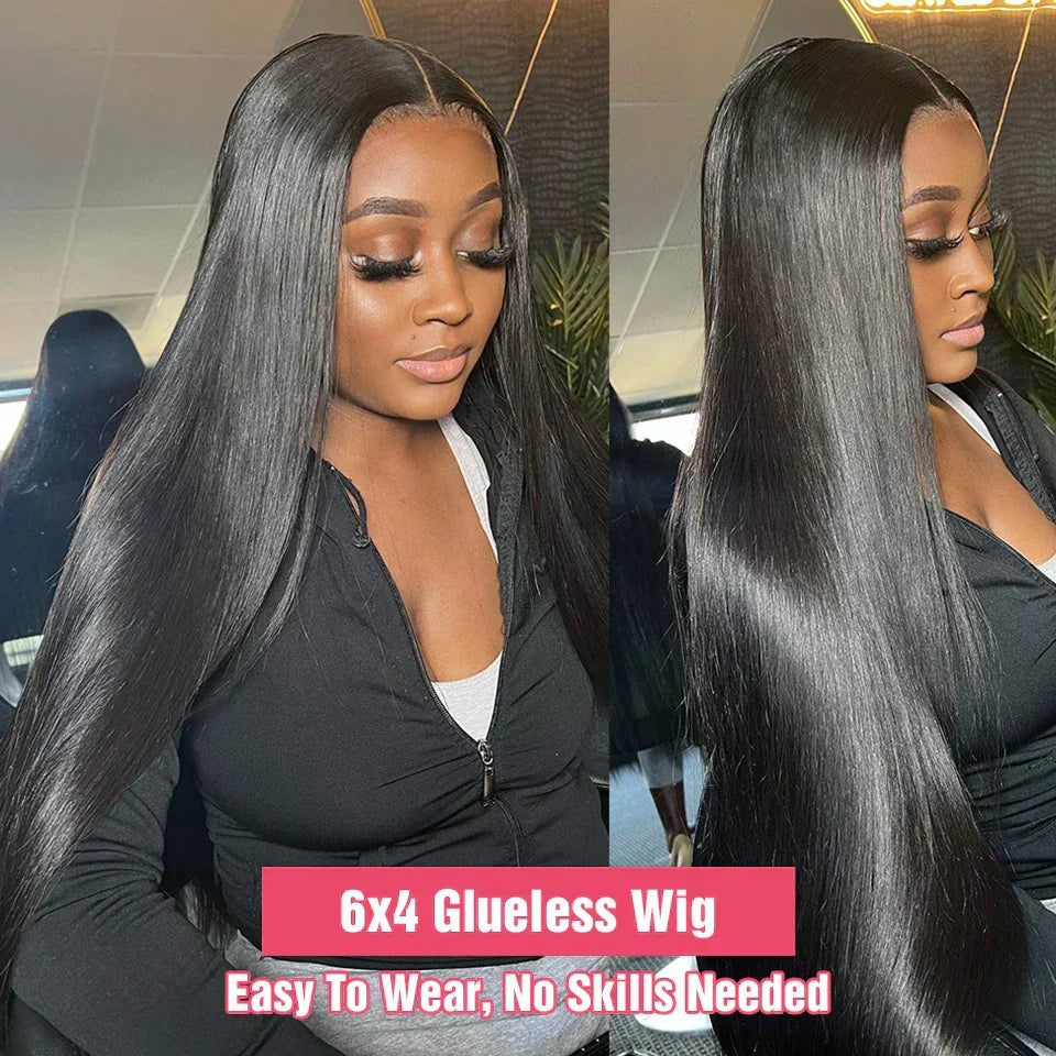 Glueless Preplucked Human Hair Wigs Ready To Wear And Go Straight 13x6 HD Lace Frontal Human Hair Wig On Sale Clearance Pre Cut