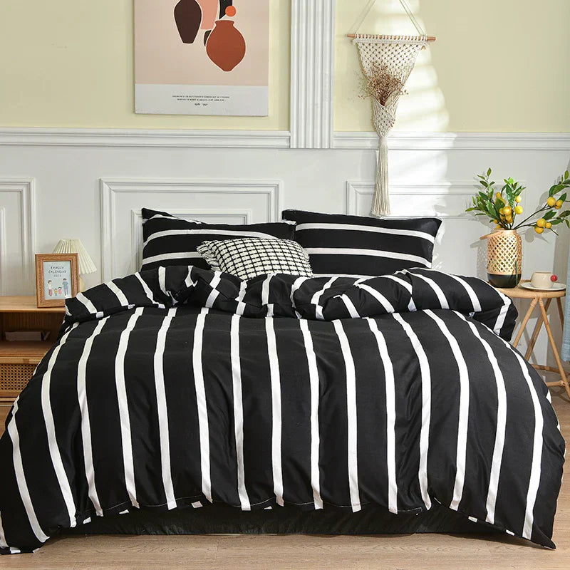 Black and White Bedding Set for Double Bed sabanas cama matrimonial Queen/King Comforter Sets Single Duvet Cover with Pillowcase