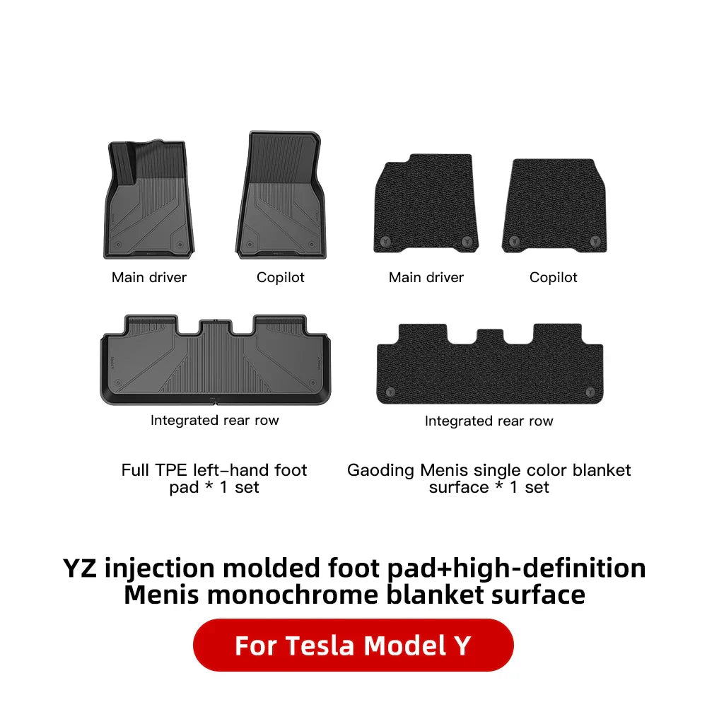 YZ For Tesla Floor Mats Model 3 Y 2021-2023 Car Four Seasons Waterproof Non-slip Floor Mat NEW TPE Special Car Accessories