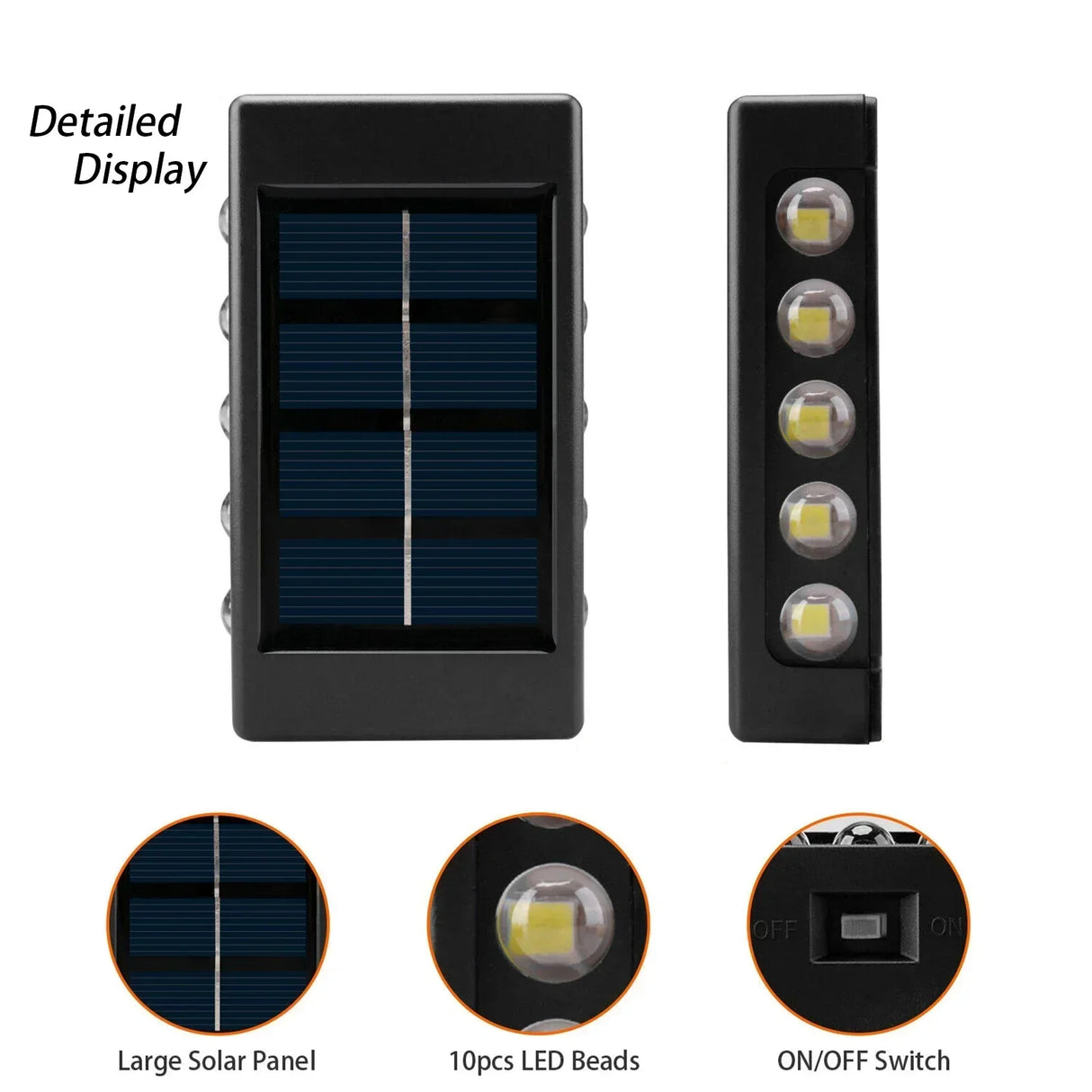 (Pack of 16) Solar Wall Light Warm Light Up and Down Auto Working 10LED Texture Black Shell House/garden/porch Lighting Light