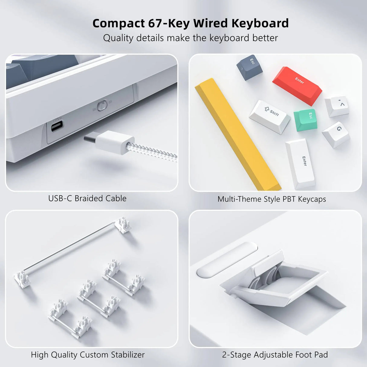 Womier Hot Swappable Mechanical Keyboard Gasket Mounted Gamer Keyboard LED Backlit Wired Gaming Keyboard with Arrow Keys for PC