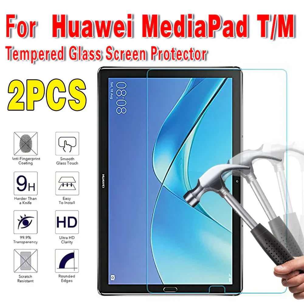 (Pack of 2) Tempered Glass Tablet Screen Protector for Huawei MediaPad 10.4 Pro 10.8 T3 T5 T8 T10 T10S M5 M6