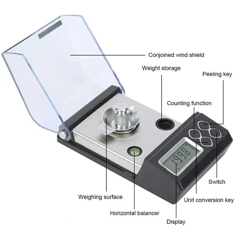 Precision Digital Scale 50g 0.001g Scale Electronic Balance Powder 20g 0.001g Weighing Gold Jewelry Scales Carat Lab Scale