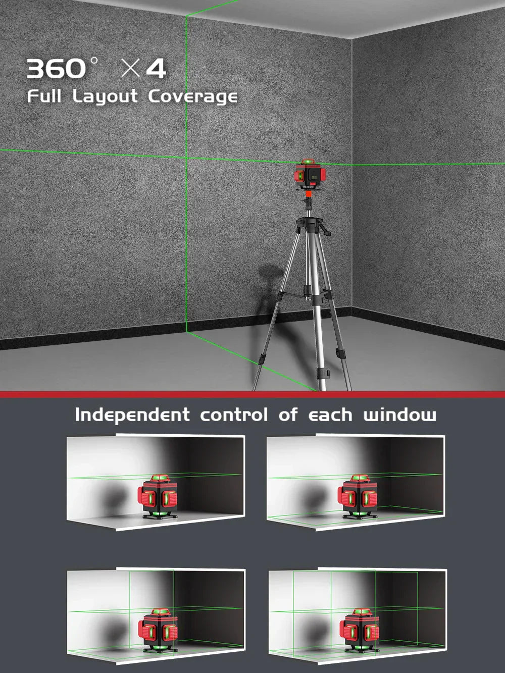 WEIDDW 3D/4D 12/16 Lines Laser Level Horizontal Vertical with Remote Control 360°Self-leveling Professional 8 lines Laser Levels