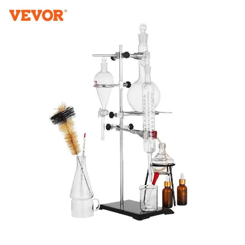 (Pack of 29) VEVOR 500ML 2L 3L 5L Lab Pure Water Distiller Electric Stainless Moonshine Still Filter And 24/40 Chemistry Glassware Kit