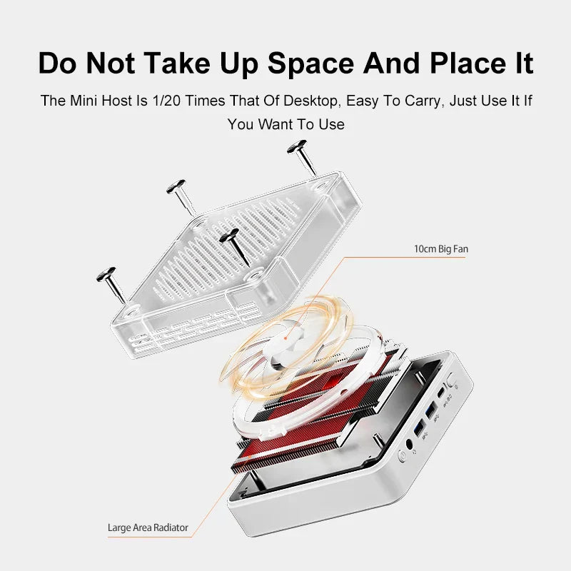 Genmachine AMD R5 6600H ES New Mini PC Windows 11 WiFi 6 Gaming PC DDR5 4800MHz 4.2GHz CPU M.2 SSD Display Computer Support 4K