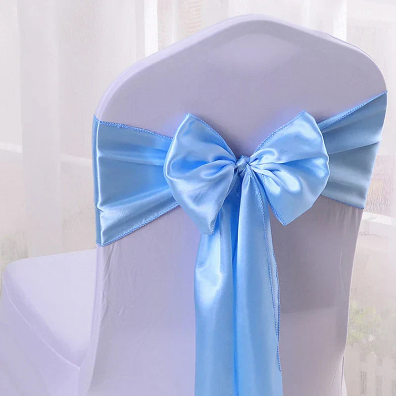 (Pack of 100) 10/ Satin Chair Bow Sashes Wedding Chair Knots Ribbon Butterfly Ties For Party Event Hotel Banquet Home Decoration