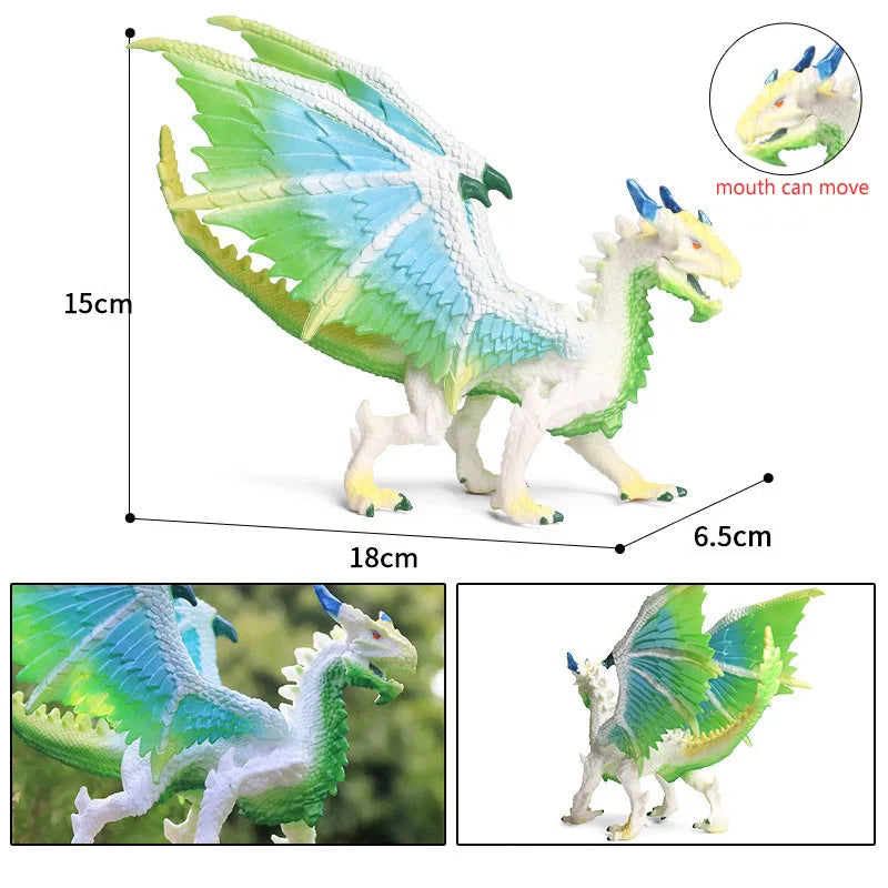 Simulation dragon figurines model Savage Flying Magic Dragon Dinosaur Cerberus Flaming Eagle Action Figure Kids Collection Toys