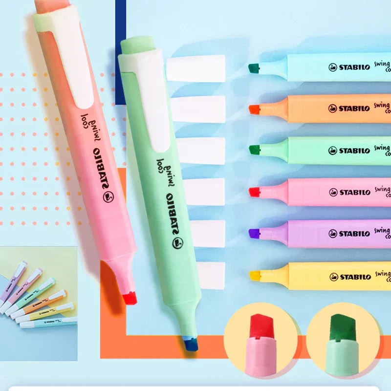 Stabilo Swing Cool Highlighters Pens Mark 1-4mm Pastel Colours for Graffiti Writing Drawing Office and Student Supplies