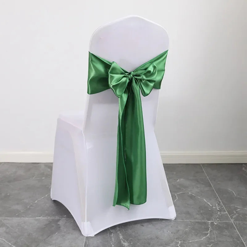 (Pack of 50) Wholesale 10/ Satin Chair Bow Sashes Wedding Chair Knot Ribbon Ties For Party Event Hotel Banquet Supplies Home Decorations
